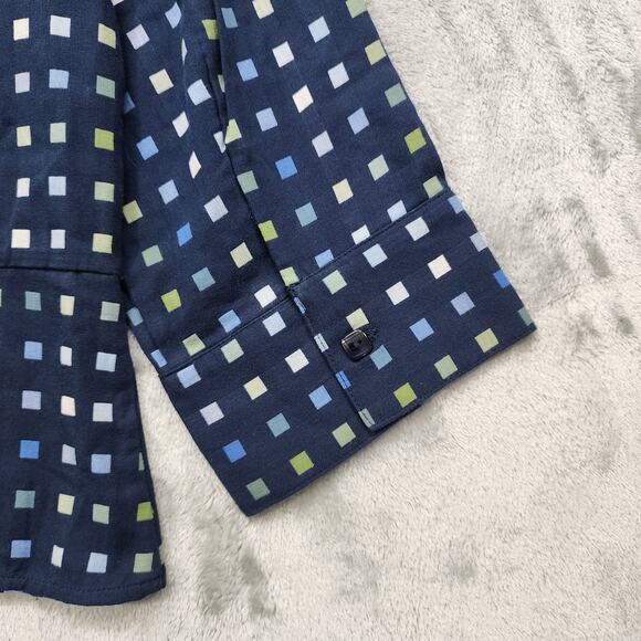 Christopher & Banks Jacket Womens XL Blue Green Check Plaid Cotton 3/4 Sleeve - Picture 5 of 11